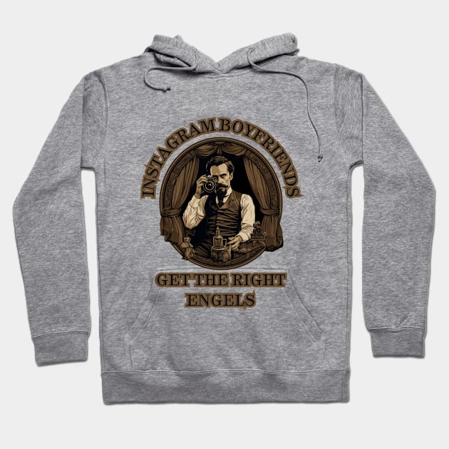 Funny philosophical Friedrich Engels dark design - Instagram Boyfriends Meme Hoodie by SocraTees